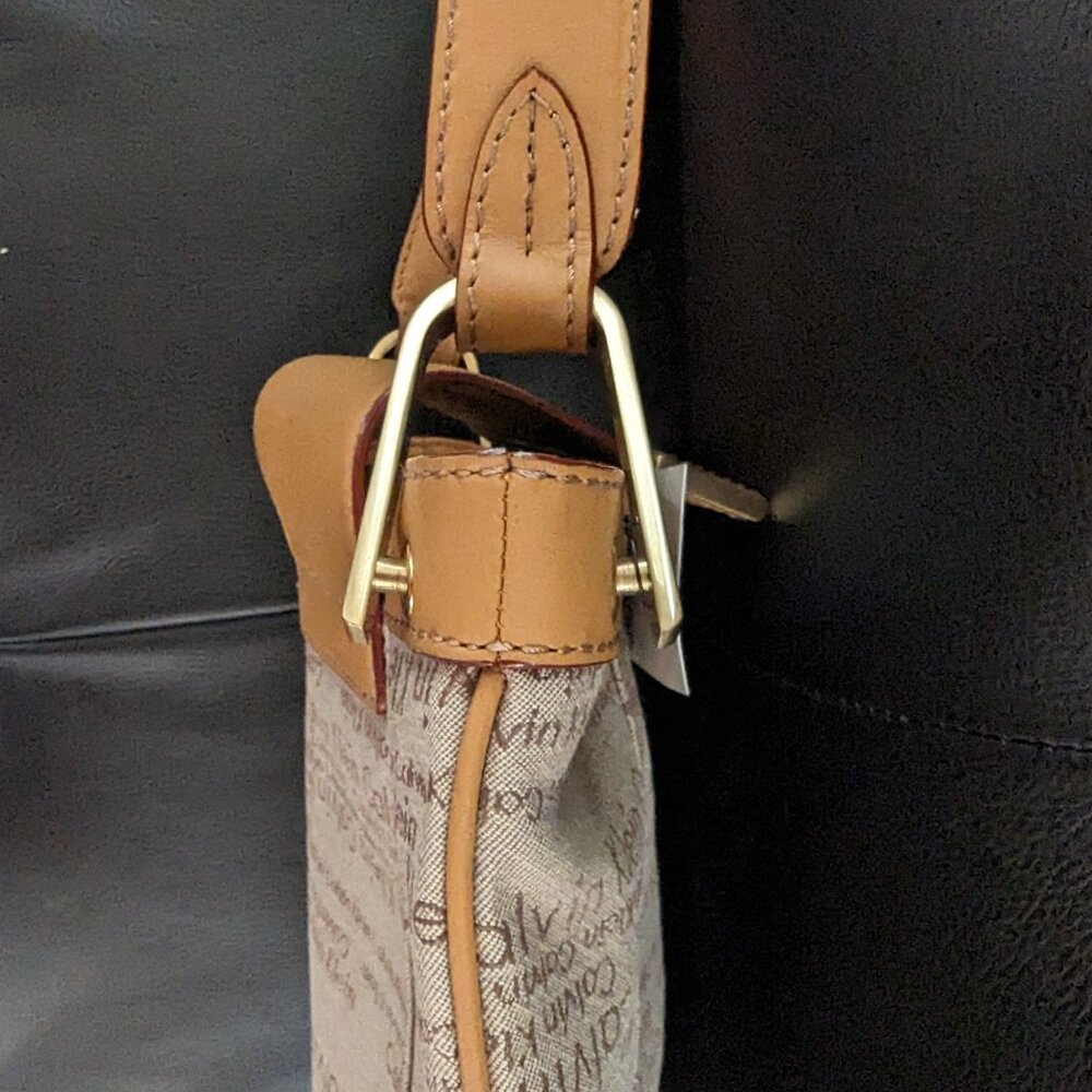 Calvin Klein Signature Monogram Shoulder Bag  - NWT Leather Trim & Shoulder Trap